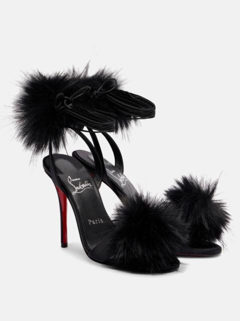 Christian Louboutin Patapompom 100 crêpe satin sandals