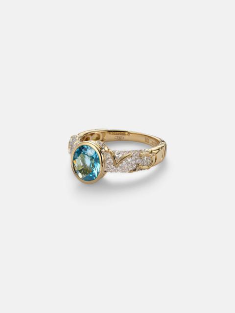Marina B Ondine 18kt gold ring with topaz and diamonds