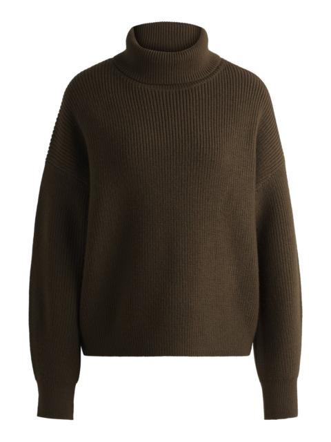 BOSS RIBBED ROLLNECK SWEATER IN WOOL