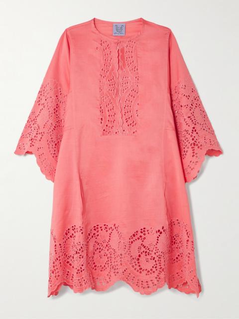 Thierry Colson Rachel Broderie Anglaise Cotton And Silk-blend Kaftan