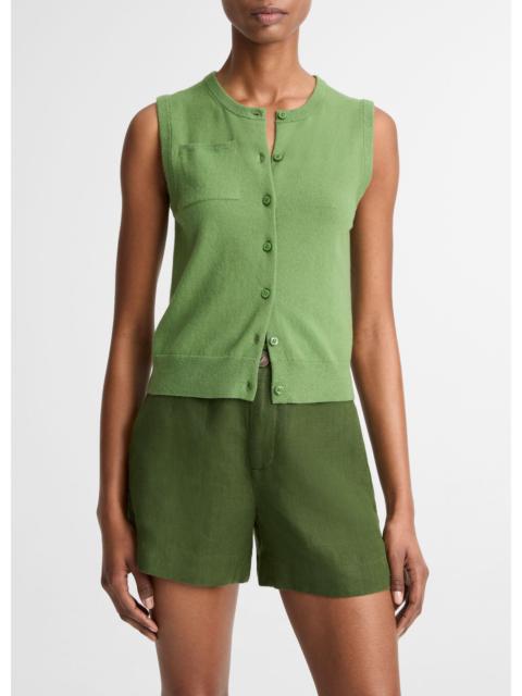 Vince Cotton & Cashmere-Blend Button-Front Shell