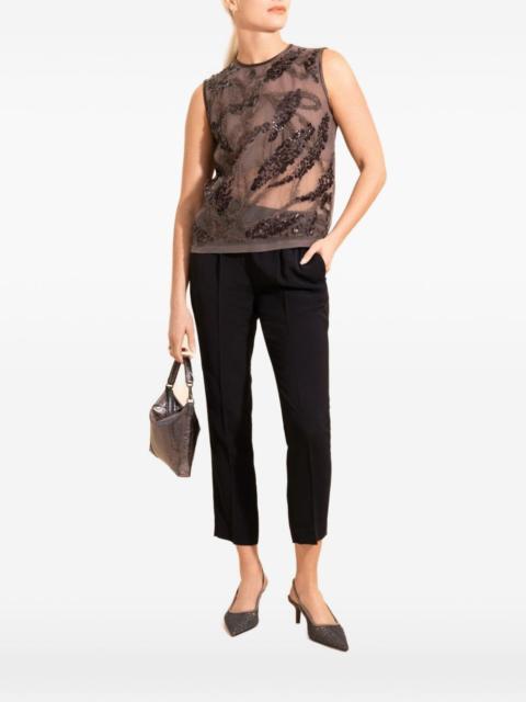 Brunello Cucinelli embroidered sleeveless blouse