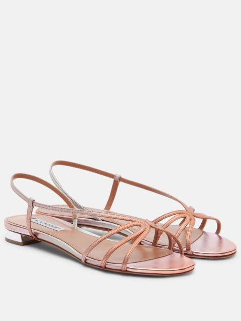 AQUAZZURA Talk To Me metallic leather sandals