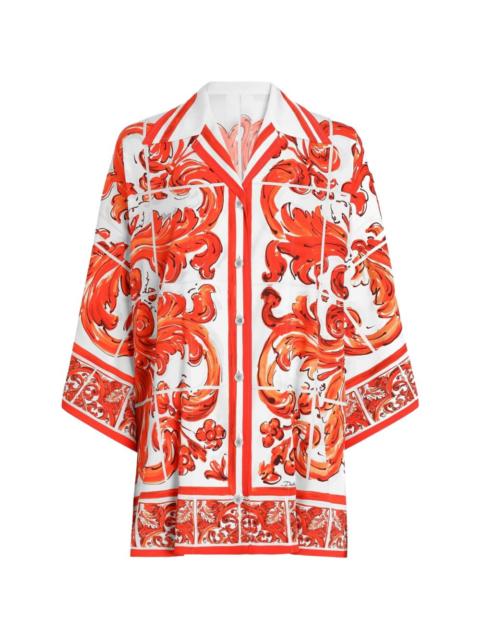 Dolce & Gabbana majolica-print charmeuse shirt