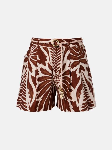 Poupette St Barth Chantal printed belted cotton shorts