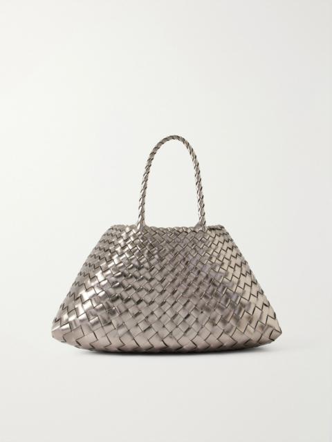 DRAGON DIFFUSION Sante Croce small woven leather tote Silver