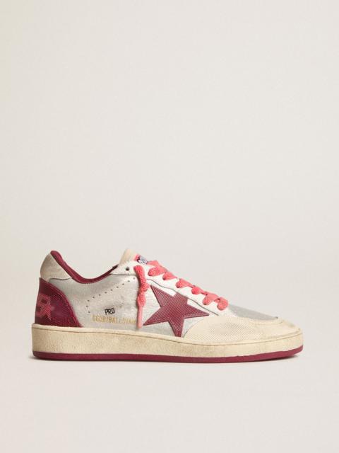 Men’s Ball Star Pro in silver crackle leather with burgundy star