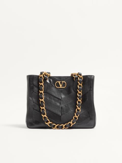 Valentino VALENTINO GARAVANI LASEINE SMALL SHOPPING BAG IN CHEVRON-PATTERNED NAPPA LEATHER