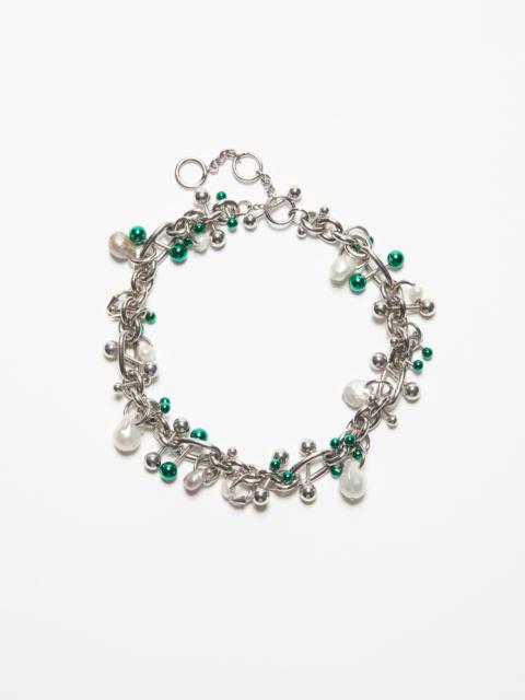 Multi charm necklace - Silver/green
