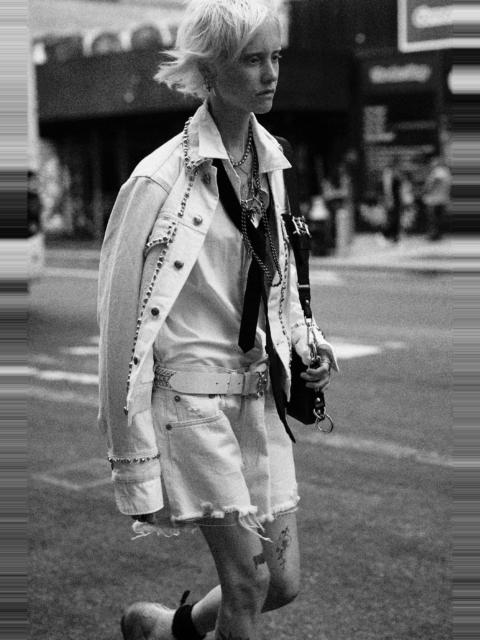 R13 SHRUNKEN STUDDED TRUCKER JACKET