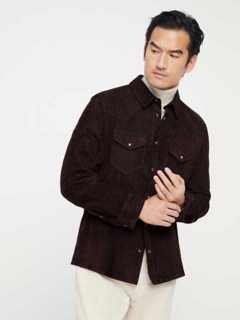 Brunello Cucinelli Double face suede shirt-style outerwear jacket