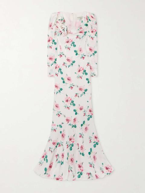 Alessandra Rich Ruffled floral-print silk-crepe de chine gown