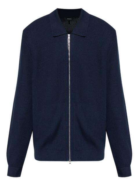 Theory ribbed zip-up cardigan