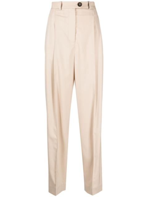 pleat-detailing button-fastening tapered trousers