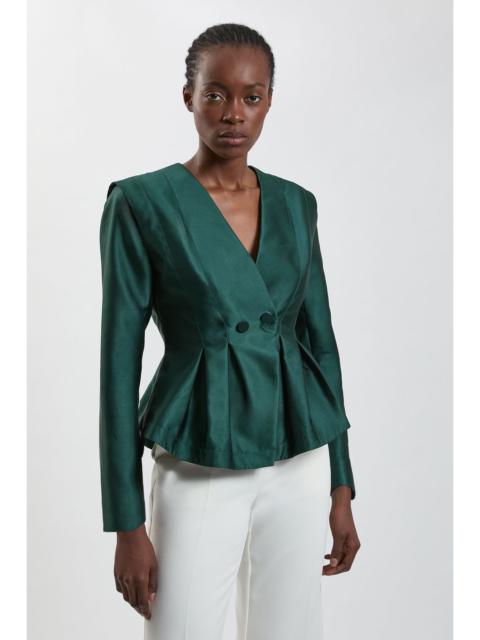 KAREN MILLEN Structured Satin Peplum Tailored Blazer