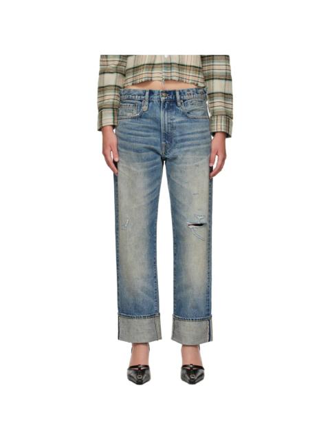 R13 Blue Cuffed Boyfriend Jeans