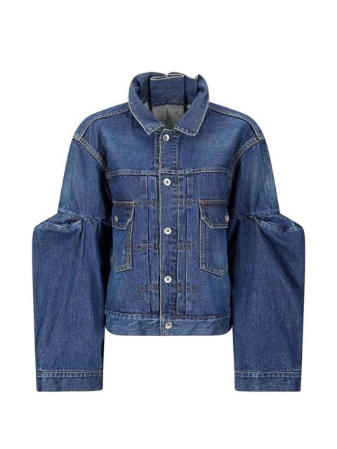 sacai puff-sleeve denim jacket