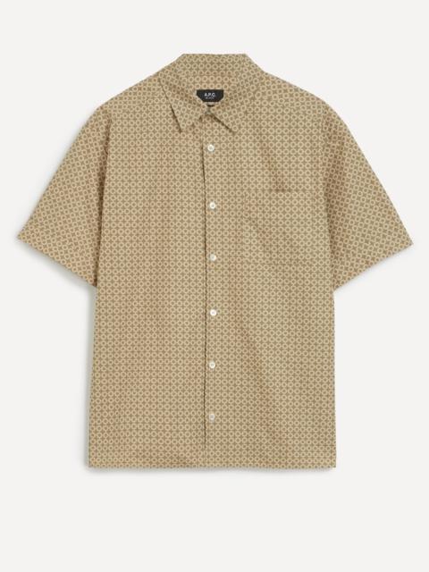 A.P.C. Ross Taupe Geometric Short-Sleeve Shirt