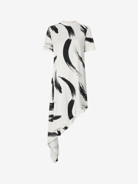 Loulou de Saison Loulou De Saison Liya Asymmetrical Cotton Dress - Ivory/Black