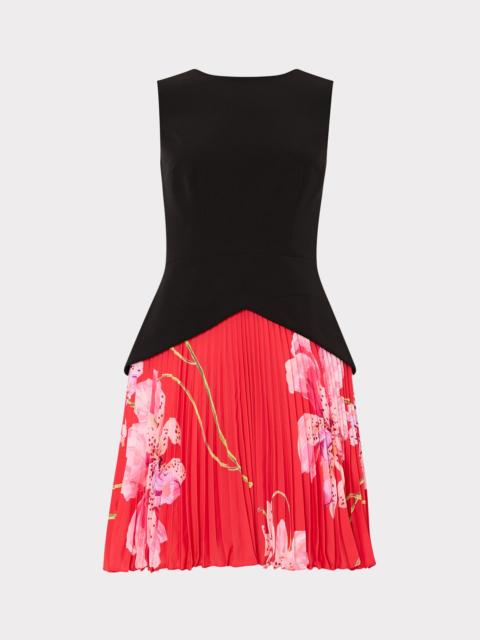 MILLY Haddy Printed Pleated Mini Dress