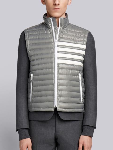 Thom Browne 4-Bar Stripe Downfill Quilted Funnel Neck Vest In Satin Finish Tech