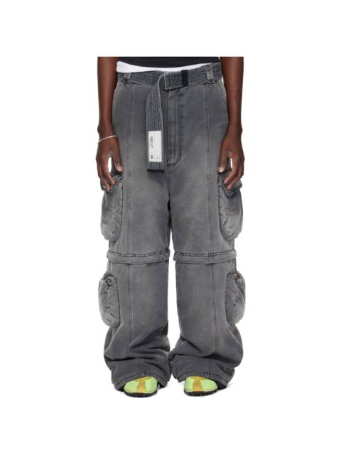 LU'U DAN Gray Wadded Denim Cargo Pants