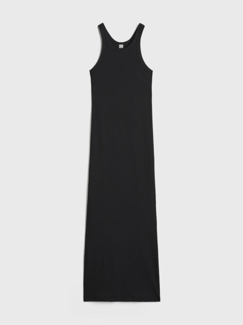 Curved rib tank dress black