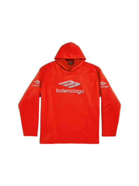 Tape Type Ripped Pocket Zip-up Hoodie Large Fit in Red