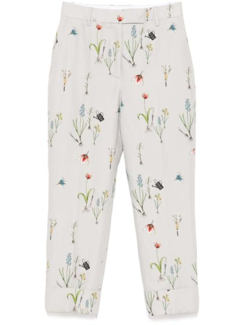 Thom Browne botanical-flower-printed high-waisted trousers