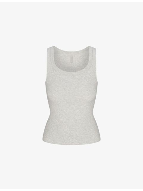SKIMS Scoop-Neck Ribbed Stretch-Cotton Tank Top