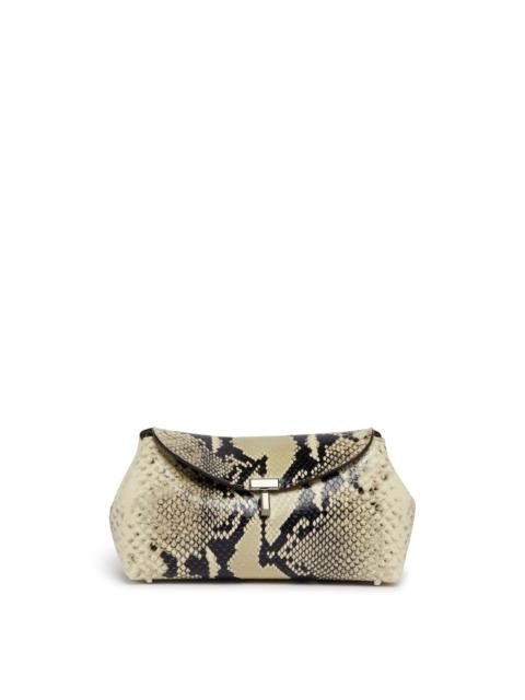 TOTEME Python-Print Leather T-Lock Clutch