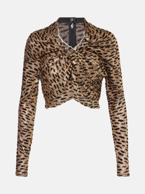 rabanne Tiger-print metallic top