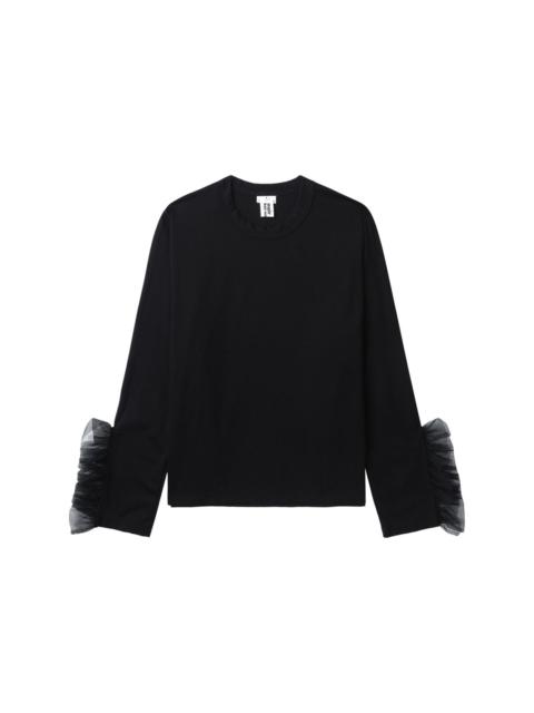 Noir Kei Ninomiya tulle-inserts cotton sweatshirt