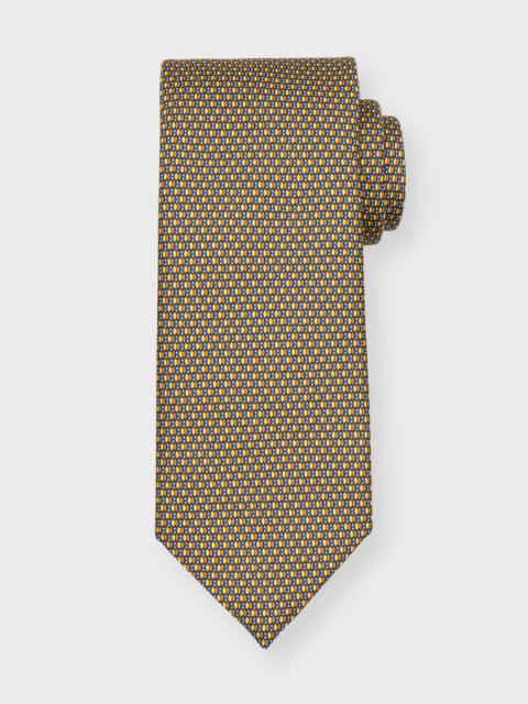 ZEGNA Men's Micro-Oval Print Silk Tie