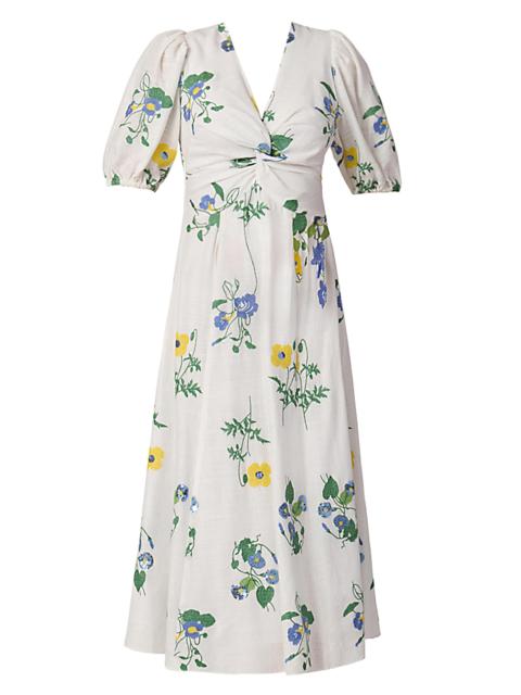 Shoshanna Women's Dodge Printed Knot Midi-Dress - Optic Multi
