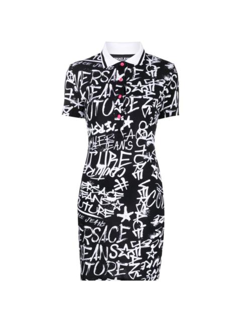 logo-print polo minidress