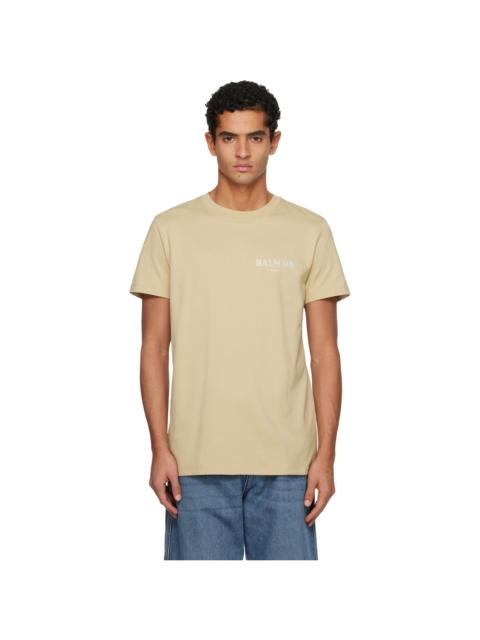 Balmain Beige Vintage Gel 'Balmain' Logo T-shirt