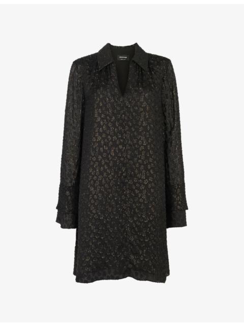 WHISTLES Metallic Spot-Print Woven Mini Dress