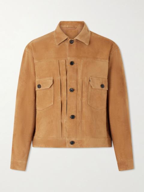 KAPTAIN SUNSHINE T-2 Pleated Suede Jacket Brown