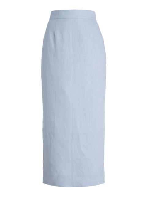 POSSE Exclusive Riviera Emma Linen Maxi Skirt blue