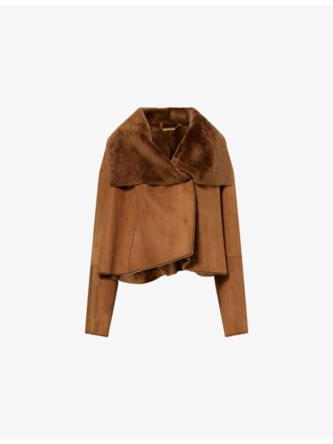 NOUR HAMMOUR Cascade Draped Shearling Jacket