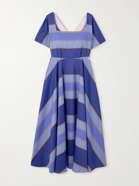 Thierry Colson Allegria Pleated Striped Cotton-poplin Wrap Midi Dress