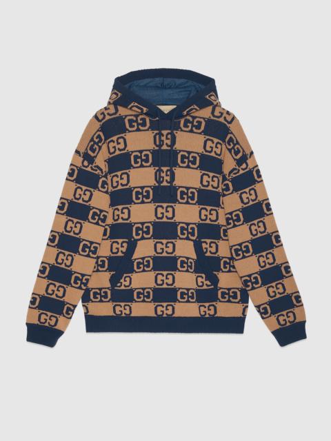 GG cotton jacquard hooded sweater