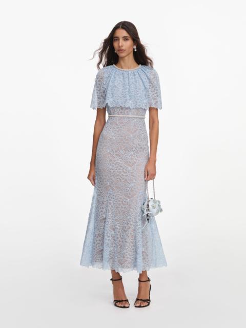 self-portrait Blue Lace Cape Midi Dress