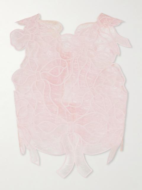 CECILIE BAHNSEN Aya Embroidered Crinkled Organza Top