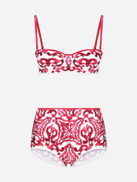 Dolce & Gabbana Majolica Print Balconette Bikini Top And