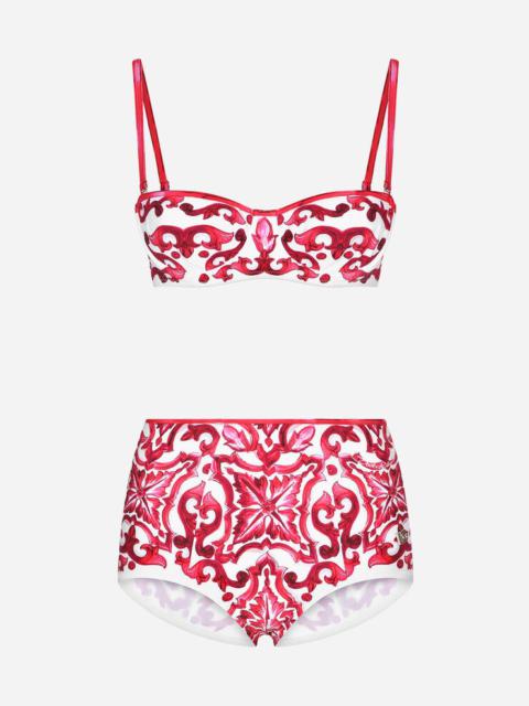 Dolce & Gabbana Majolica Print Balconette Bikini Top And Bottoms