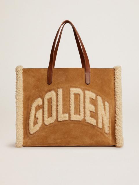 Golden Goose East-West California Bag in suede leather with shearling