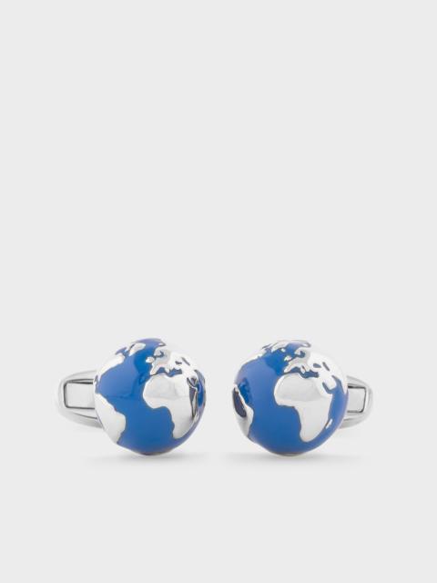 Paul Smith Navy and Silver Globe Cufflinks