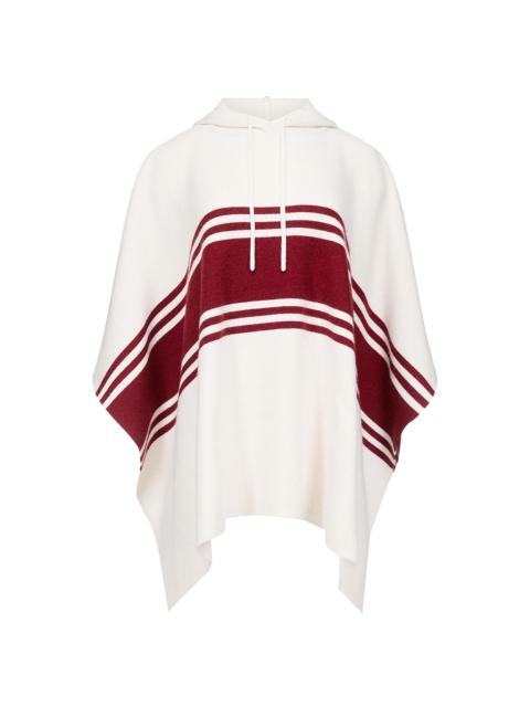 TWP Women's Striped Cashmere Hooded Poncho - Ivory Karanada Red